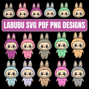 Labubu Designs SVG Bundle, Labubu Clipart, Labubu PNG, Cute Labubu Vector, Cartoon Character SVG, Cricut Cut Files, Digital Download, Labubu