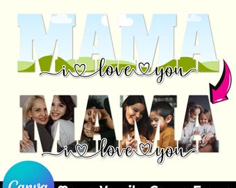 Mama Varsity Canva Frame, Curved Mama Design, Mama Svg Png Easy Drag and Drop, MAMA Canva Frame Template, Add Background