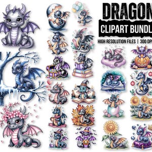 Watercolor cute baby Dragon kingdom drawings png, Magical dragon png bundle, Dragon egg fairy castle clipart, Fairy tale dragon clipart