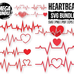Heartbeat Svg Png Pdf bundle, Heart beat Svg Png Pdf, Heartbeat Clipart, Healthcare, Nurse SVG cut file cutting file Instant Download