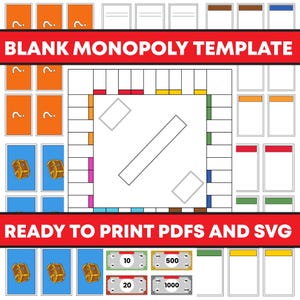 Monopoly Canva Editable Template, Blank Monopoly Board Template, Monopoly Canva Template, Monopoly Game Board, Digital Download