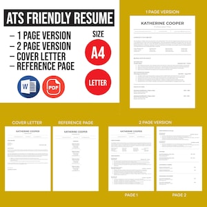 ATS-vriendelijke cv-sjabloon Word, Pages, Google Docs, ATS-cv, ATS-cv-sjabloon, minimalistisch cv, eenvoudig cv, eenvoudig cv