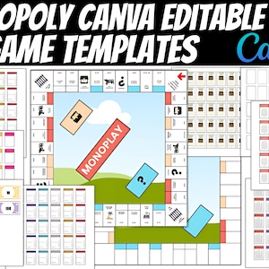 Monopoly Canva Editable Template, Blank Monopoly Board Template, Monopoly Canva Template, Monopoly Game Board, Digital Download