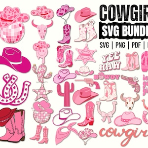 Cowgirl SVG Bundle, Cowgirl Boots Svg, Cowgirl Hat Svg, Let&#39;s Go Girls Svg, Disco Cowgirl Svg, Cow Skull Svg, Western Svg, Horshshoe Svg