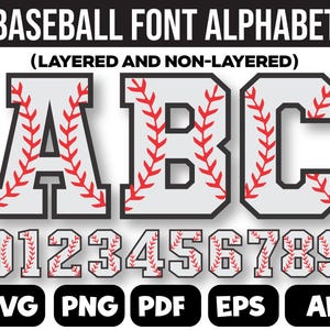 Baseball Font Svg, Baseball Team Svg, Baseball Mom Svg, Softball Svg, College Alphabet, Varsity Letters, Silhouette, Cut File Cricut, Png