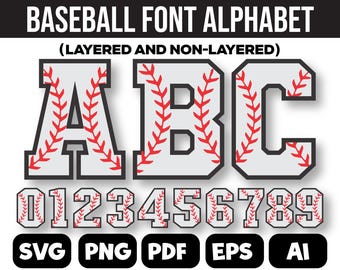 Baseball Font Svg, Baseball Team Svg, Baseball Mom Svg, Softball Svg, College Alphabet, Varsity Letters, Silhouette, Cut File Cricut, Png