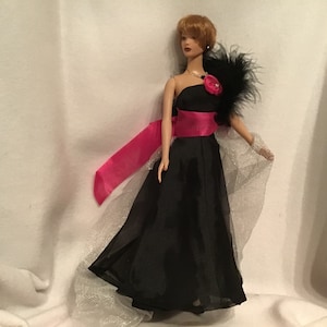 Black Organza Long Gown With Silver Net Trane for Tyler
