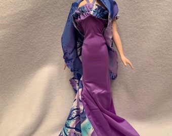 Purple satin gown for Gene dolls