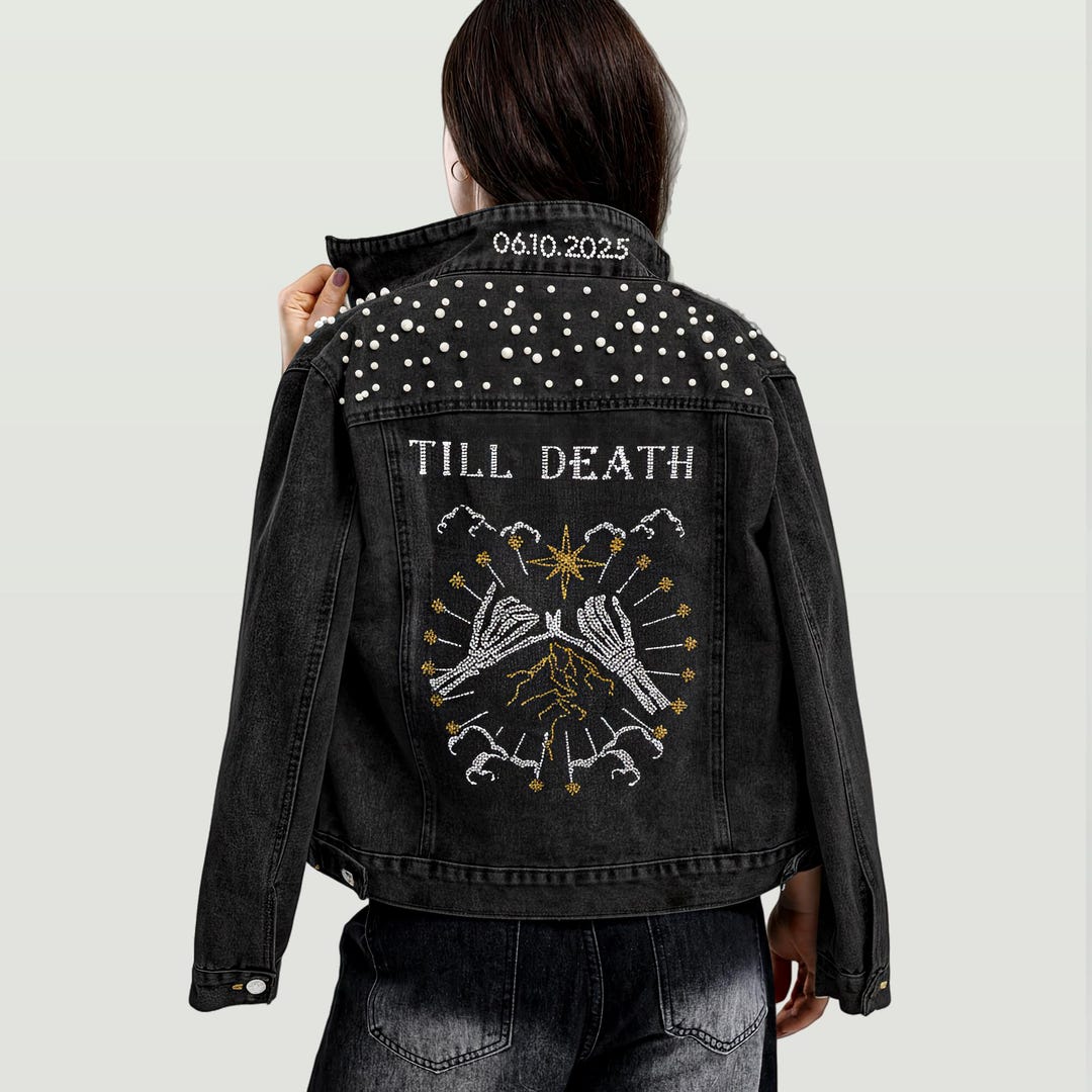 Personalized Rhinestone & Pearl Bridal Denim Jacket — Custom Bride Jean ...