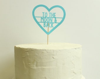 To The Moon & Back Cake Topper in Teal