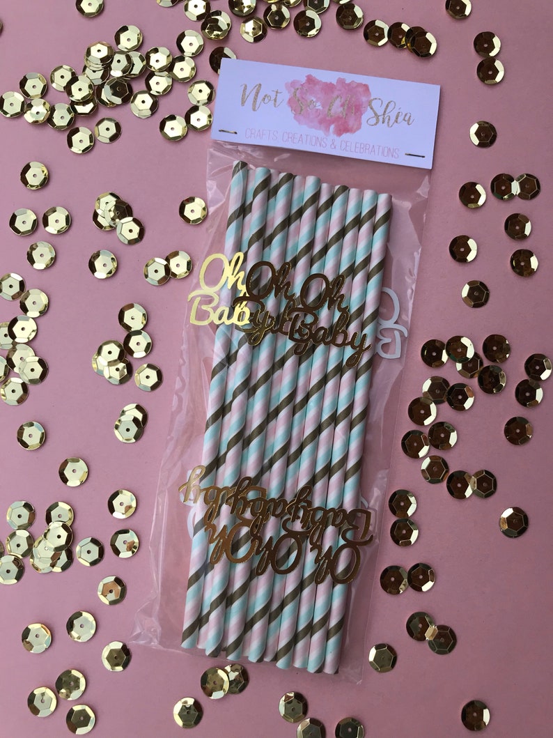 Gender Reveal Party Straws Set of 12
