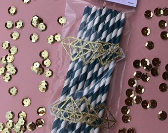 Gold Diamond Straws- Set of 12