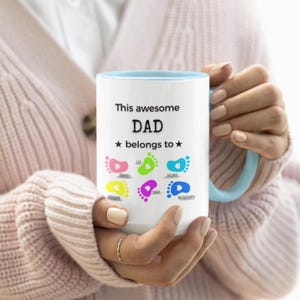 Father&#39;s Day Mug, Dad Mug, Footprint Mug, Dad Birthday Gift, Father&#39;s Day Gift, Cute Dad Mug