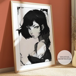 Mystic Anime Girl Digital Download, Vertical Poster Art, Anime Print Wall Art, Anime Girl Poster Print, Japanese Wall Art Illustration