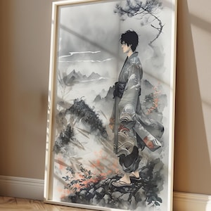 Japan Landschaft Digitaler Download, ruhige Landschaft Wandkunst, japanische Vintage Malerei Druck, japanische Landschaftskunst, Japan Junge Poster
