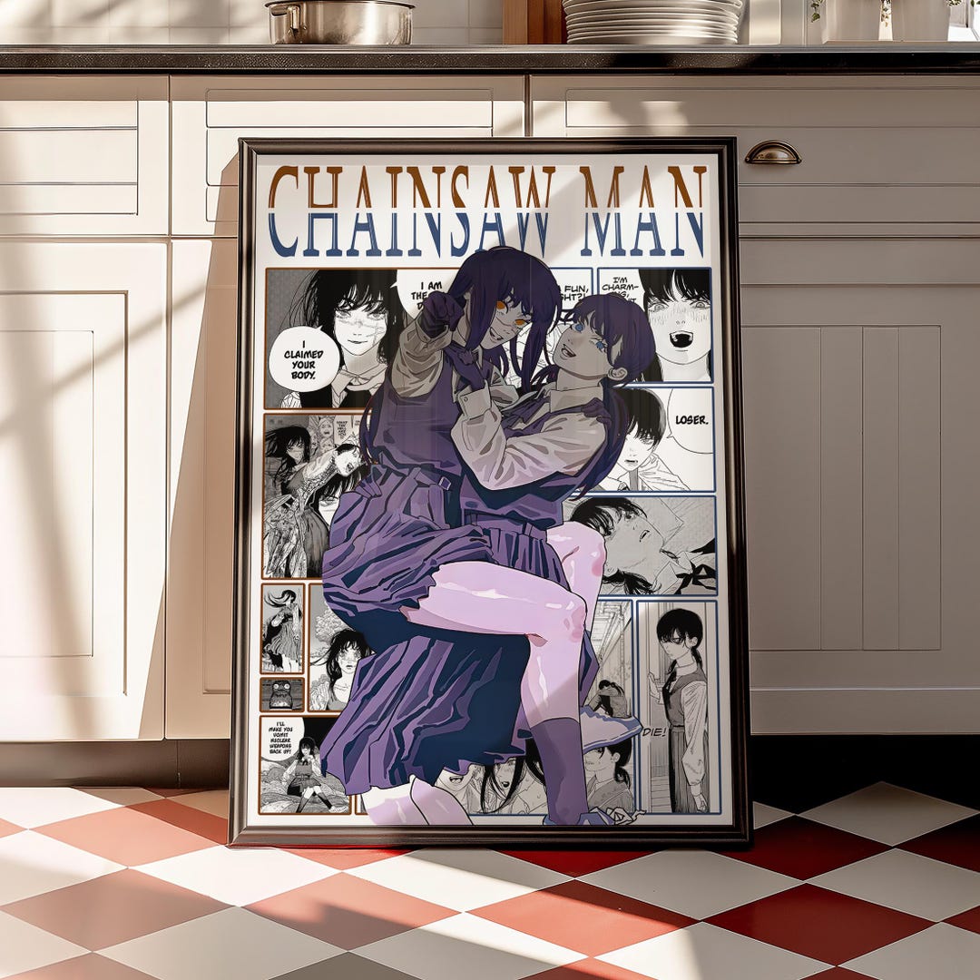 Chainsaw Man Asa & Yoru Digital Print, CSM Manga Panel Art, Manga Room ...