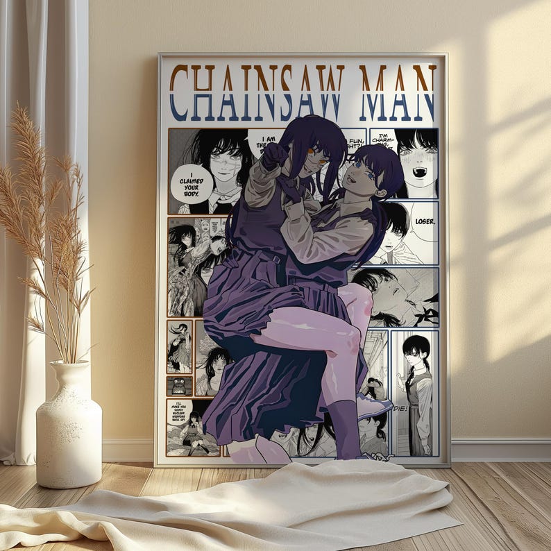 Chainsaw Man Asa & Yoru Digital Print, CSM Manga Panel Art, Manga Room ...