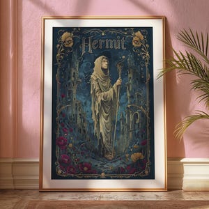 Tarot Einsiedler Leinwand - Mit Rahmen, Vertikale Leinwand Matt, Tarot Karte, Tarot Deck Drucke, Tarot Wandkunst, Tarotkarten Kunstdruck