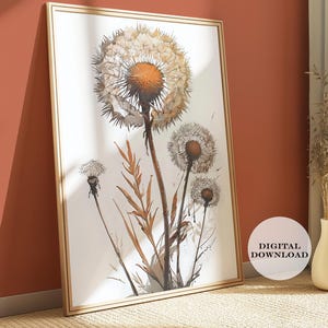 Yellow Dandelion Digital Download, Vertical Print, Minimalist Wall Art, Dandelion Wall Art, Dandelion Art, Canvas Wall Art, Wall Art Prints