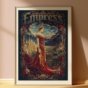 Descarga digital de la carta de la Emperatriz del Tarot, impresiones artísticas de la carta del Tarot con temática de fantasía oscura, pósteres de la carta del Tarot, arte mural imprimible, arte con cartas del Tarot