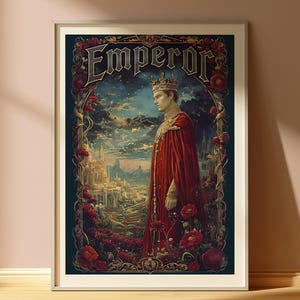 Descarga digital de la carta del Emperador del Tarot, impresiones artísticas de la carta del Tarot con temática de fantasía oscura, pósteres de la carta del Tarot, arte mural imprimible, arte con cartas del Tarot