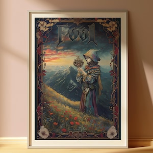 Descarga digital de la carta del Tarot del Loco, impresiones artísticas de la carta del Tarot con temática de fantasía oscura, pósteres de la carta del Tarot, arte mural imprimible, arte con cartas del Tarot