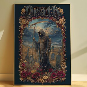 Tarot Death Poster, Vertikales Poster Matte, Tarotkarte, Tarot Deck Prints, Tarot Wandkunst, Tarotkarten Kunstdruck
