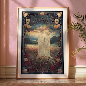 Descarga digital de cartas del Tarot para amantes, impresiones artísticas de fantasía oscura, pósteres de tarot, arte mural imprimible, arte con cartas del Tarot