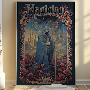 Tarot Magier Leinwand - Ohne Rahmen, Vertikale Leinwand Matt, Tarot Karte, Tarot Deck Drucke, Tarot Wandkunst, Tarotkarten Kunstdruck