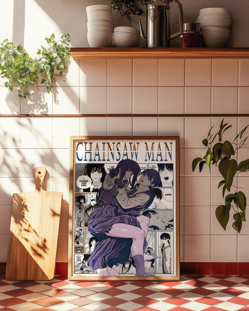 Chainsaw Man Asa & Yoru Digital Print, CSM Manga Panel Art, Manga Room ...