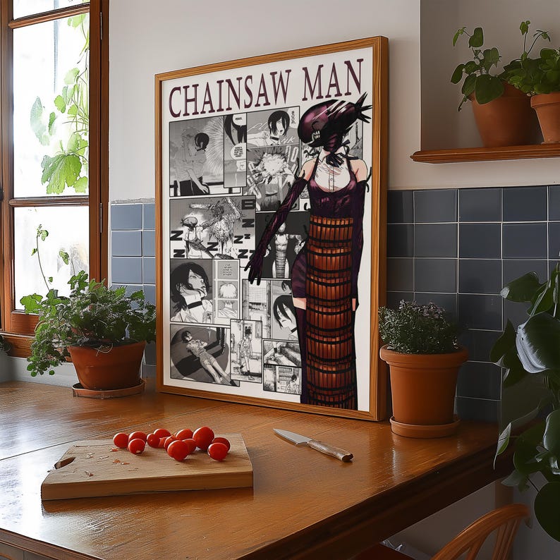 Chainsaw Man Reze as Bomb Devil Matte Poster, CSM Manga Panels Print ...