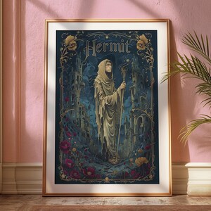 Tarot Hermit Poster, Vertikales Poster Matt, Tarotkarte, Tarot Deck Drucke, Tarot Wandkunst, Tarotkarten Kunstdruck, Wandkunst, Wanddekor
