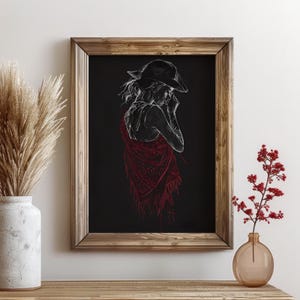 Cowgirl Silhouette Portrait Print, Wild West Minimalist Printable Art, Perfect Farmhouse Wall Decor, Western Gift Design, Instant Download