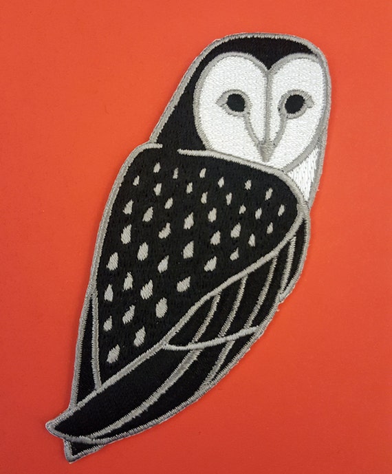 Owl embroidered patch 6x8 cm