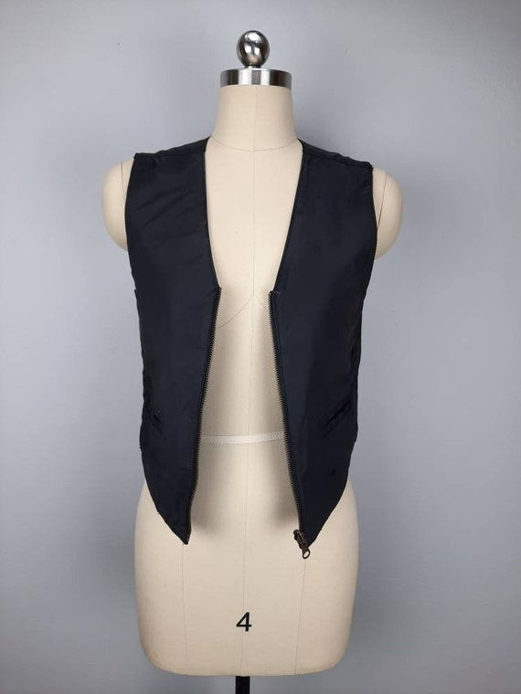 Vintage suede and satin reversible fitted vest - image 7