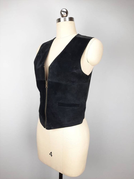 Vintage suede and satin reversible fitted vest - image 3