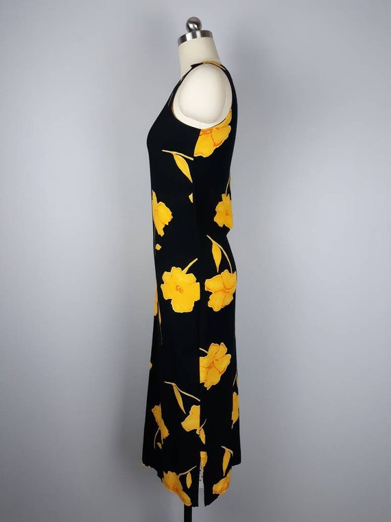 Vintage black and yellow floral graphic print 90s… - image 6