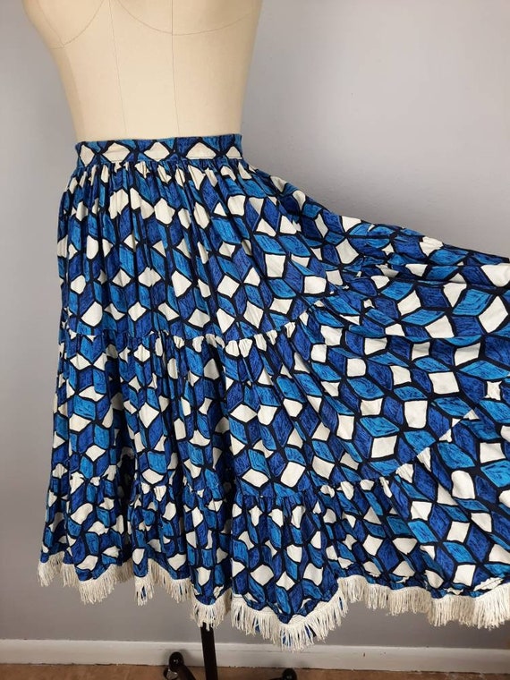 Vintage blue geometric fish scale tiered square d… - image 6