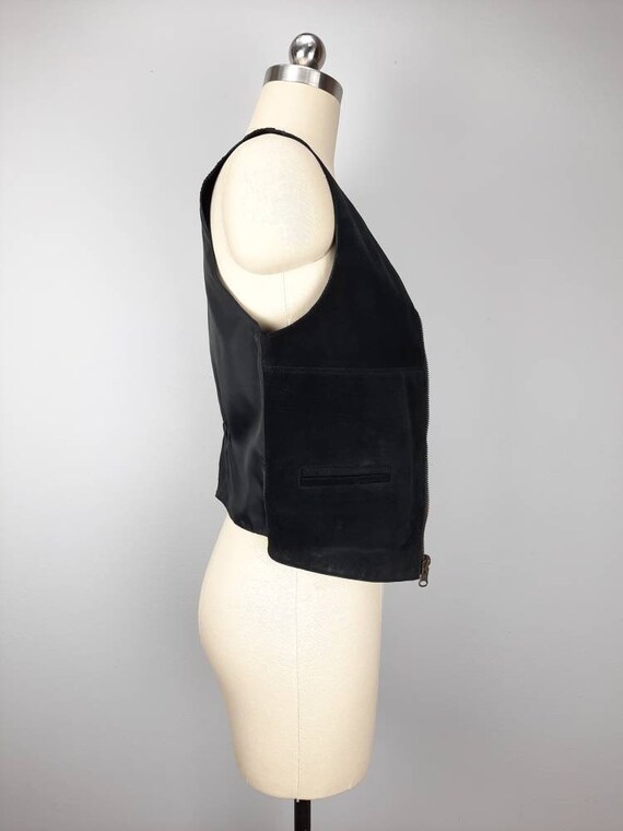 Vintage suede and satin reversible fitted vest - image 5