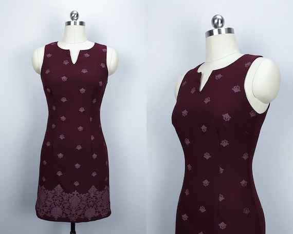 Vintage plum purple paisley mini dress - image 1