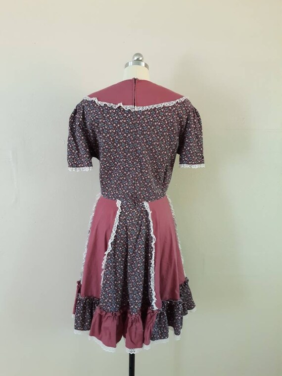 Vintage calico floral mauve full circle skirt dre… - image 6