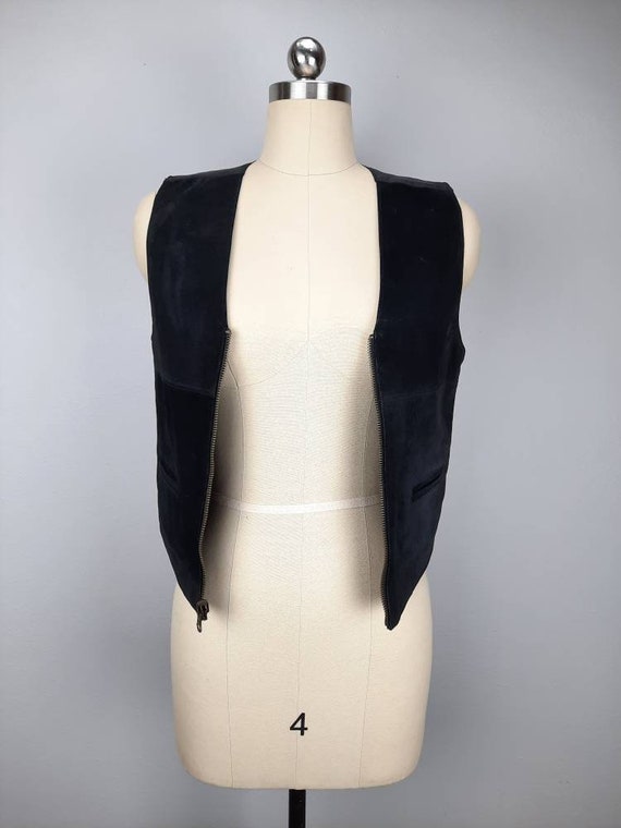 Vintage suede and satin reversible fitted vest - image 4