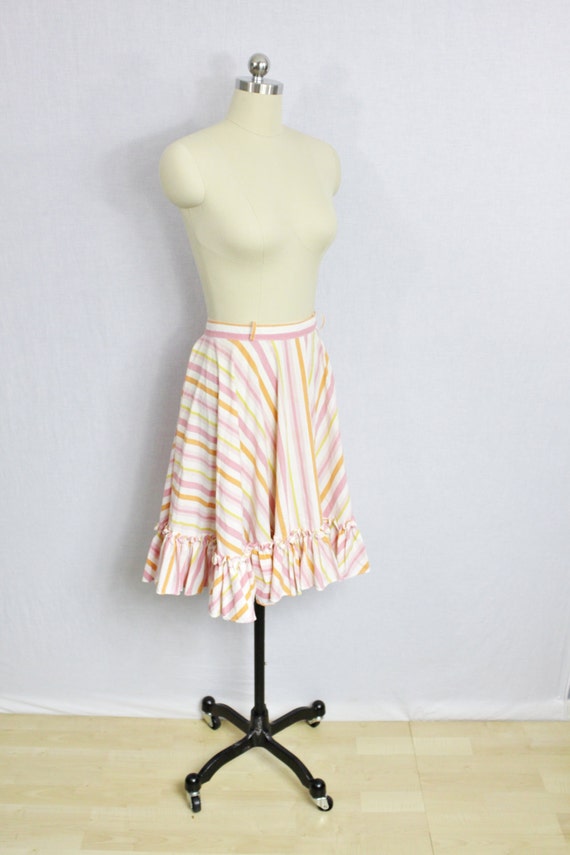 Vintage Pink striped circle skirt - image 2