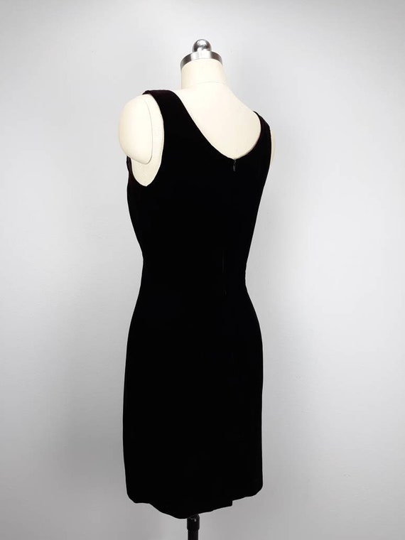 Vintage faded black and burgundy velvet minidress - image 5