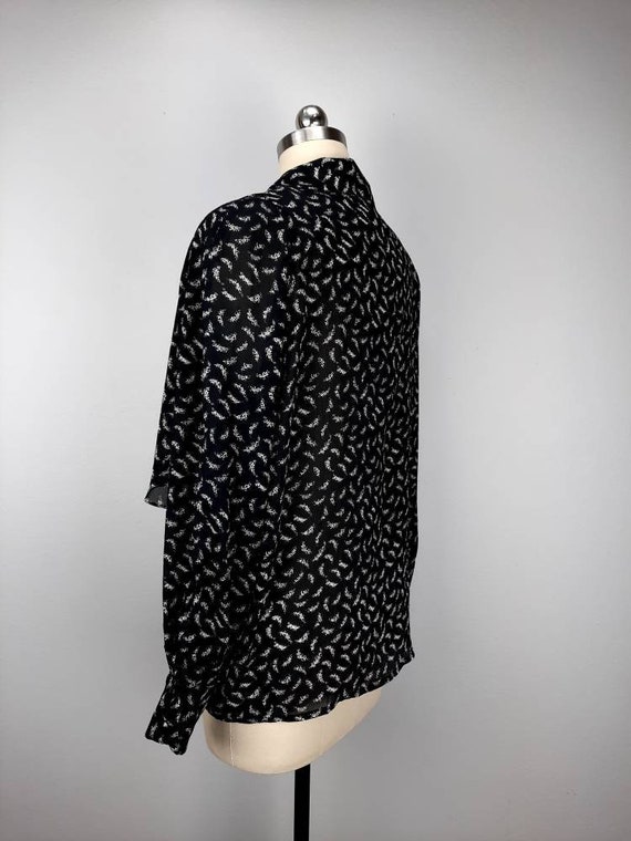 Vintage black abstract pattern flowy button down … - image 5