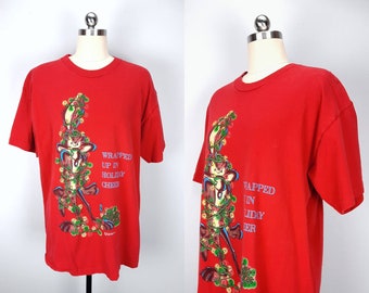 Vintage 90s ugly Christmas t-shirt with Wiley Coyote