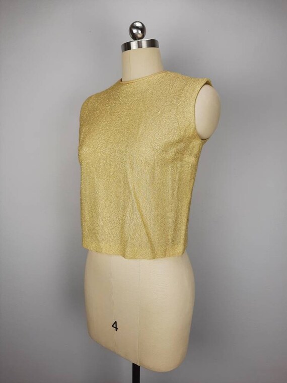 Vintage gold disco shimmer cropped tank top - image 4