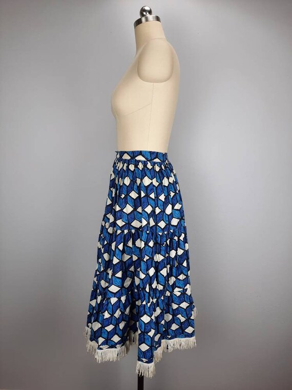 Vintage blue geometric fish scale tiered square d… - image 3