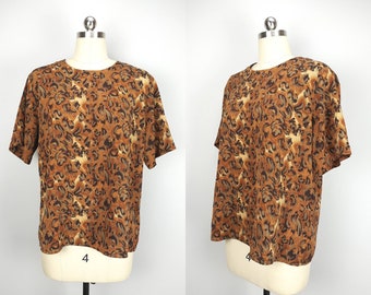 Vintage abstract leopard print boxy blouse