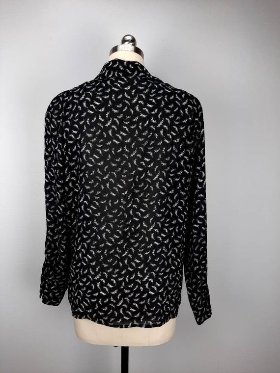 Vintage black abstract pattern flowy button down … - image 6